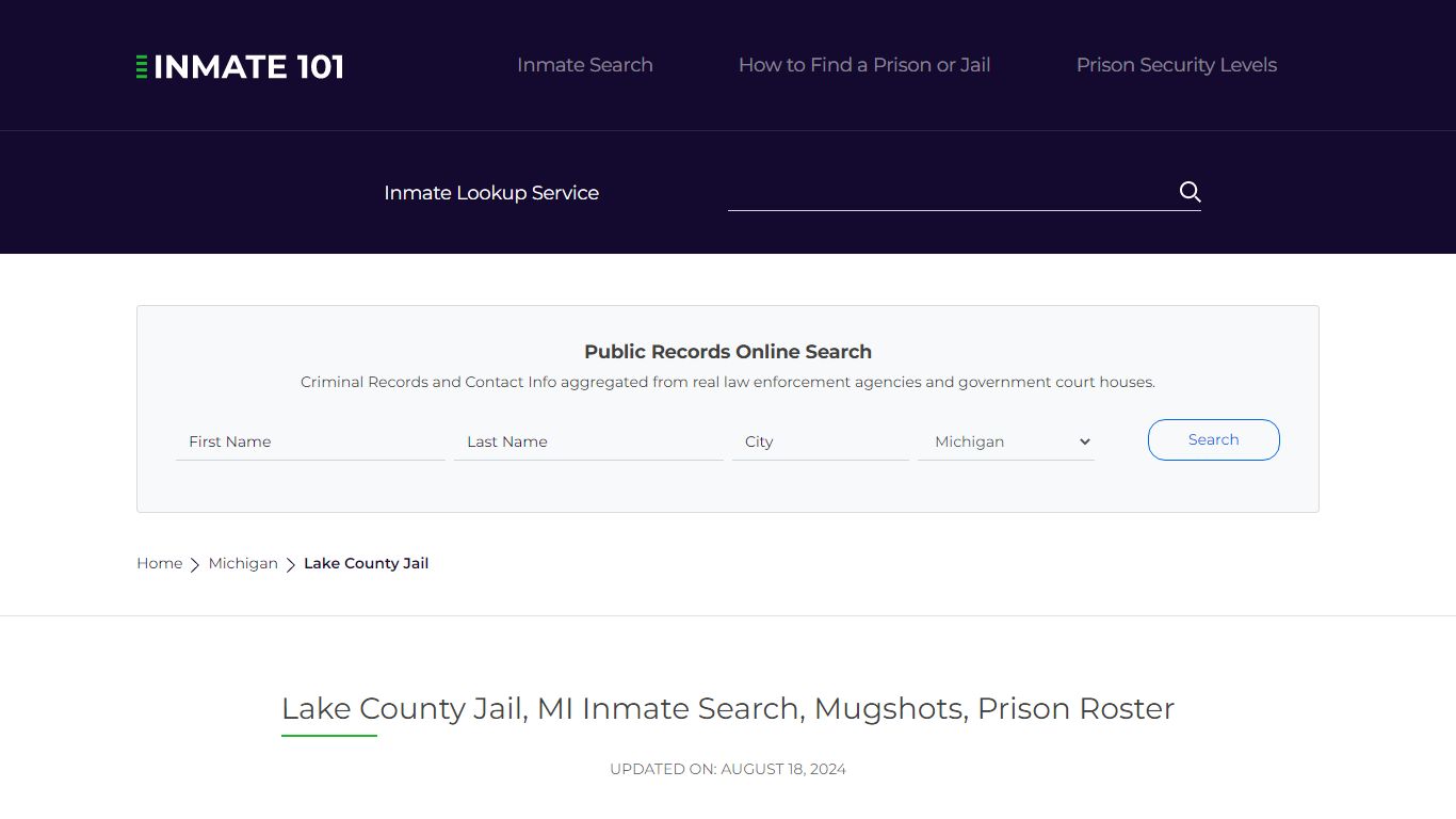 Lake County Jail, MI Inmate Search, Mugshots, Prison Roster